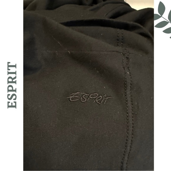 🛍️3/$40 Esprit Black Deep V Midi Dress Short Sleeve Stretch Lightweight Medium - Picture 8 of 8